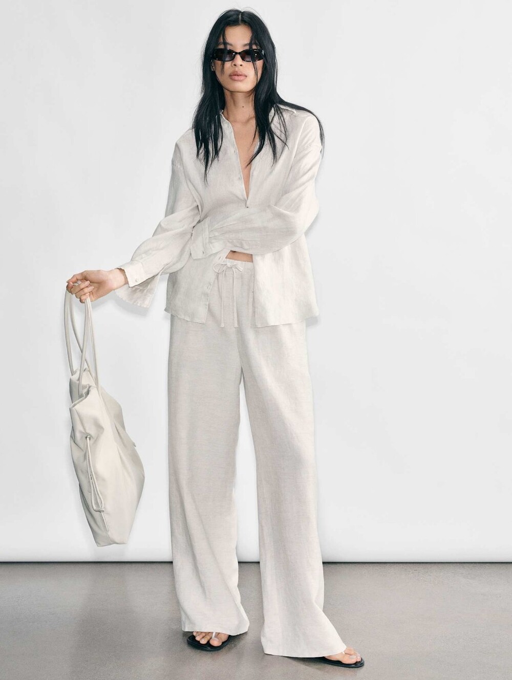 Aritzia Babaton Essential Relaxed Linen Shirt Natural Ecru S